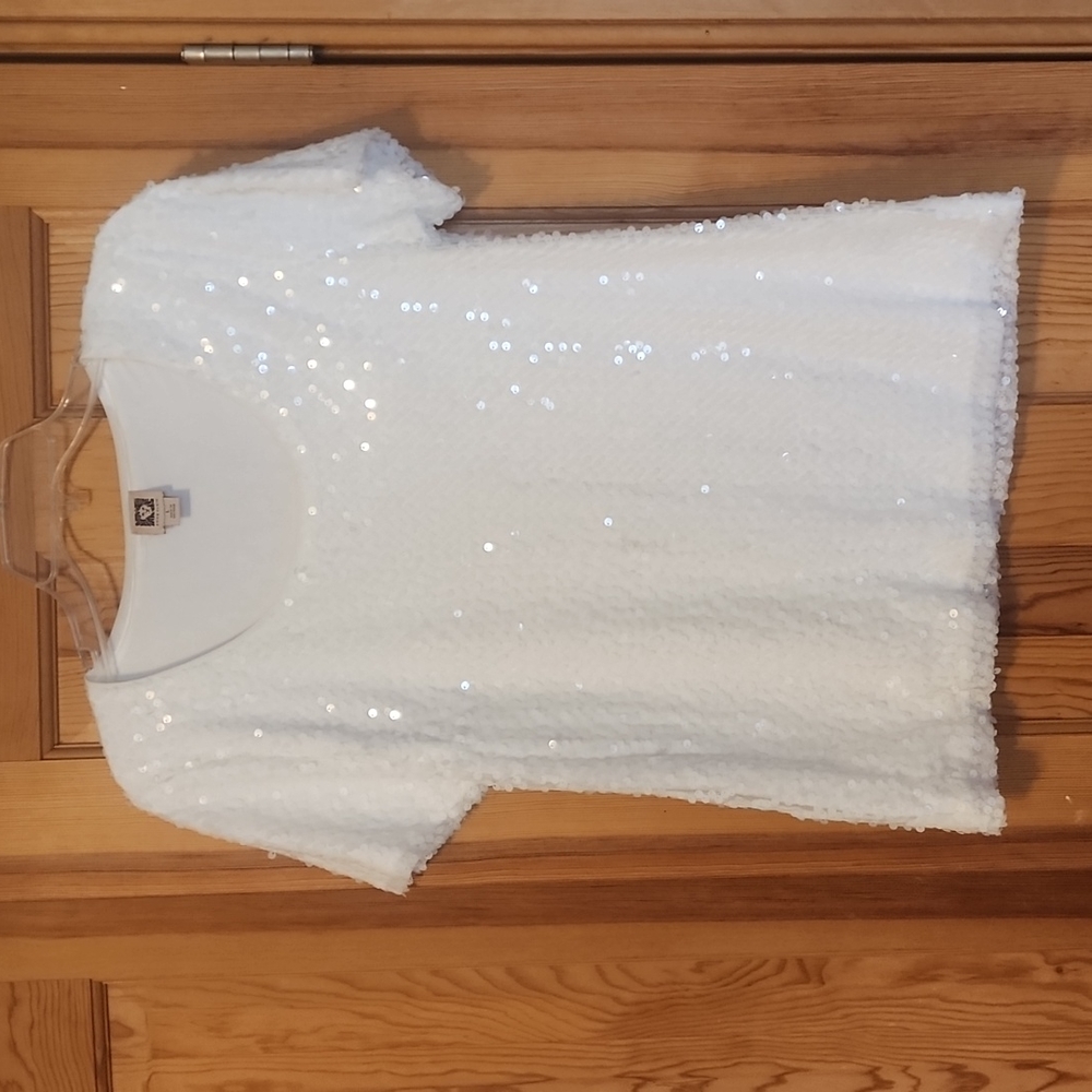 Annie Klein formal white sequinshort sleeve , large